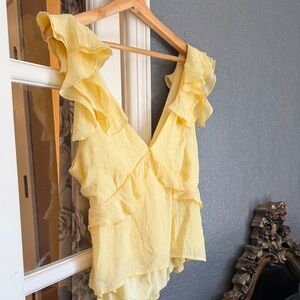 Yellow Ruffled Blouse BOGO (buy one, get one free) any item equal or less value